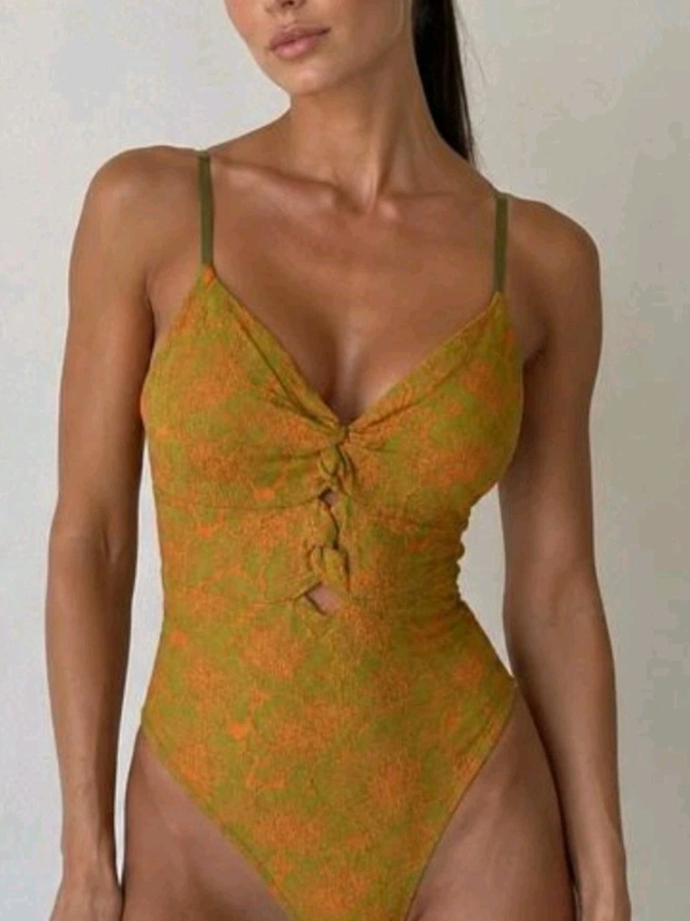Zara Floral Twist Front Cut Out Jacquard Stretchy Bodysuit Small S New